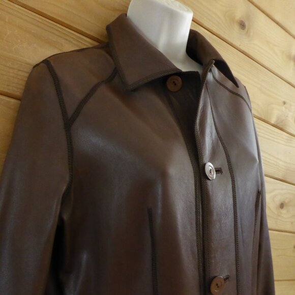 Vera Pelle Shasa Brown Reversible Genuine Leather Suede Jacket S Made in Italy - Picture 3 of 16